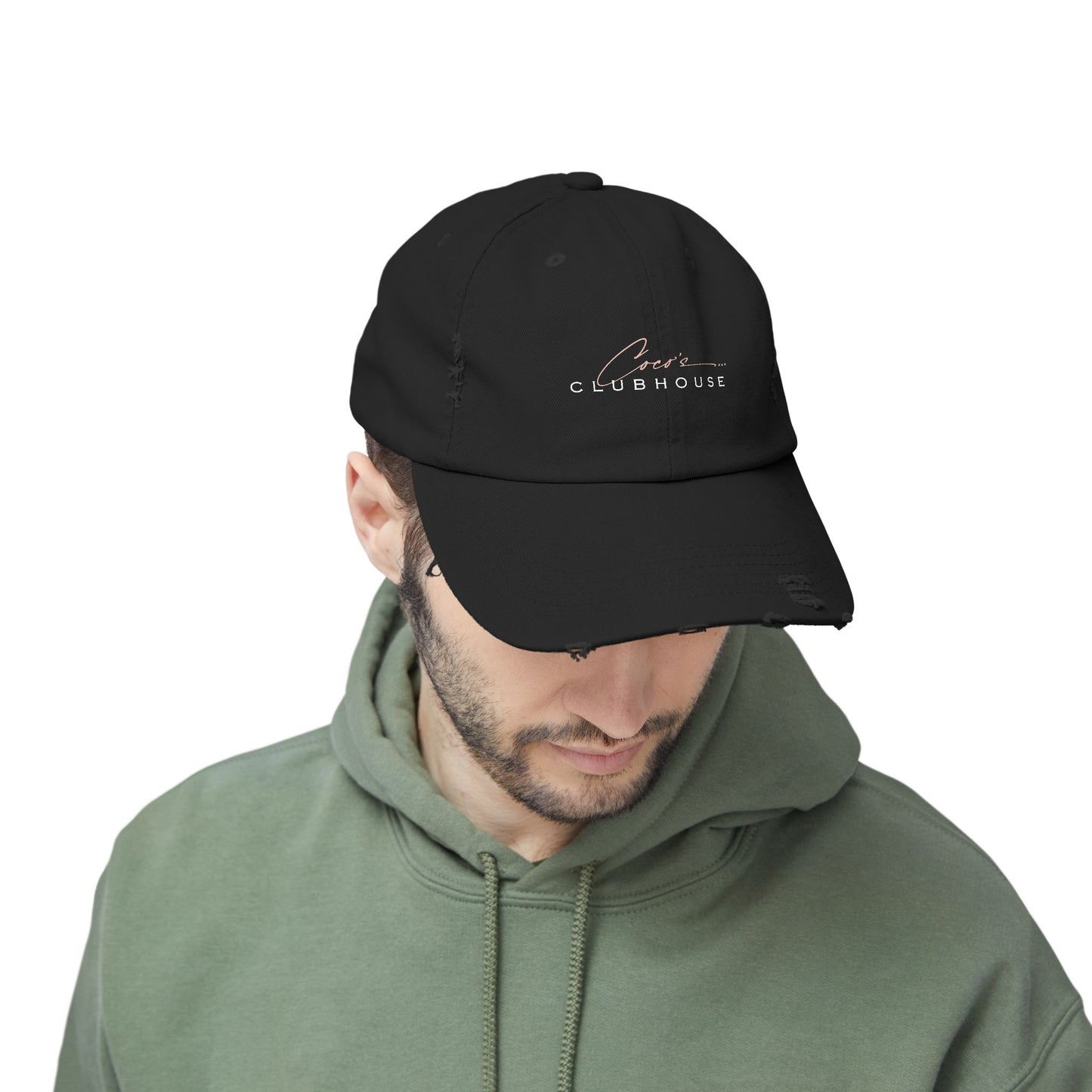 Clubhouse Black Distressed Cap